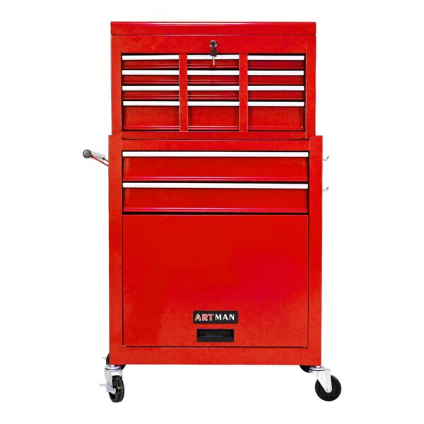 High Capacity Rolling Tool Chest With Wheels And Drawers, 8 Drawer Tool Storage Cabinet - Red