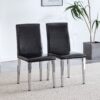 (Set of 4) Backrest Chairs With Silver Metal Legs A Perfect Match For Minimalist And Modern Home Styles - Black / Silver - Image 2