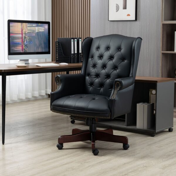 Executive Office Chair, High Back Reclining Comfortable Desk Chair With Smooth Glide Caster Wheels - Black