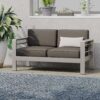Outdoor Aluminum Loveseat With Cushion - Gray - Image 9