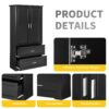 Tall Bathroom Storage Cabinet, Cabinet With 2 Doors And Drawers, Adjustable Shelf - Black - Image 3