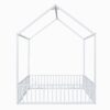 Full Size Metal House Bed With Fence And Door - White - Image 11