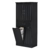 Stylish Bathroom Storage Cabinet With 2 Laundry Baskets And Drawer - Black - Image 15