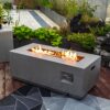 42" Propane Gas Fire Pit Table, 50000 Btu Rectangular Steel Fire Pit With Glass Wind Guard For Outside Patio Deck Garden Courtyard - Gray - Image 2