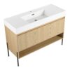 Modern Bathroom Vanity Combo With Single Resin Sink And Storage Cabinet, Multilayer Solid Wood - Oak - Image 9