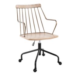 Preston - Farmhouse Adjustable Office Chair - Black / Antique Copper / White Washed