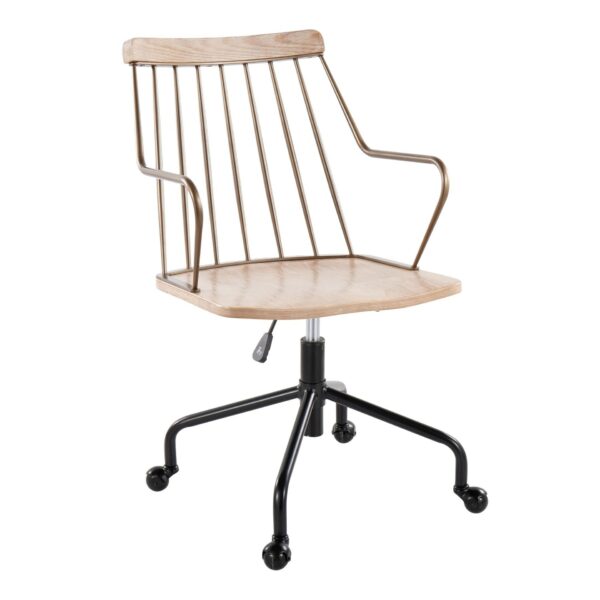 Preston - Farmhouse Adjustable Office Chair - Black / Antique Copper / White Washed