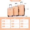 Expandable 3 Piece Luggage Sets Pc Lightweight & Durable Suitcase With Two Hooks, Spinner Wheels, Tsa Lock, (21/25/29) - Peach - Image 3