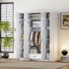 Contemporary 4 Door Wardrobe With Drawer And Top Cabinet - White - Image 7