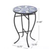 Outdoor Round Side Table With Mosaic Style Top And Curved Iron Legs - Blue / Matte Black - Image 3