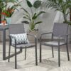 Waterfal - Outdoor Aluminum Dining Chair With Mesh Seat (Set of 2) - Dark Gray - Image 2