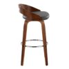 Cassis - Mid-Century Modern Fixed Height Barstool With Swivel With Round Footrest (Set of 2) - Walnut / Gray - Image 3