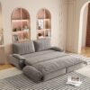 Queen Pull Out Sofa Bed, 3 In 1 Convertible Sleeper Sofa Multifunctional Velvet Loveseat Bed - Gray - Image 8