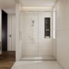 Polished Semi Frame Single Sliding Shower Door With 304 Stainless Steel And Clear Tempered Glass - Chrome - Image 2