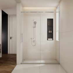 Polished Semi Frame Single Sliding Shower Door With 304 Stainless Steel And Clear Tempered Glass - Chrome
