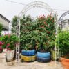 Metal Garden Arch Assemble Freely With 8 Styles Garden Arbor Trellis Climbing Plants Support Rose Arch Outdoor Arch Wedding Arch Party Events Archway - Cream White - Image 4