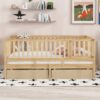 Full Size Daybed With Fence Guardrails And 2 Drawers, Split Into Independent Floor Bed & Daybed - Natural - Image 19