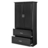 Tall Bathroom Storage Cabinet, Cabinet With 2 Doors And Drawers, Adjustable Shelf - Black - Image 10