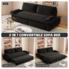 Queen Pull Out Sofa Bed, 3 In 1 Convertible Sleeper Sofa Multifunctional Velvet Loveseat Bed - Black - Image 16