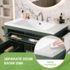 Bathroom Vanity With Top Sink, Modern Bathroom Storage Cabinet & 2 Drawers And A Tip-Out Drawer, Single Sink Bathroom Vanity - Green - Image 9