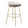 Charlotte - Glam Glam / Art Deco Fixed Height Barstool With Swivel With Round Footrest (Set of 2) - Gold / Gray - Image 4