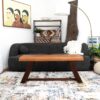 Marley - Genuine Leather Bench - Amber - Image 9