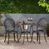 3 Piece Outdoor Aluminium Cast Bistro Set With Ice Bucket - Copper - Image 5