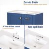 Bathroom Vanity, Modern Bathroom Cabinet With Sink Combo Set, Bathroom Storage Cabinet With A Soft Closing Door And 3 Drawers, Solid Wood Frame - Blue - Image 7