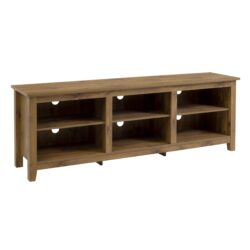 Modern Transitional 3 Shelf Open Storage 70" TV Stand For 80" TVs - Barnwood