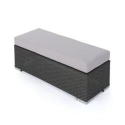 Enthrallia - Outdoor Wicker Bench With Cushion - Gray