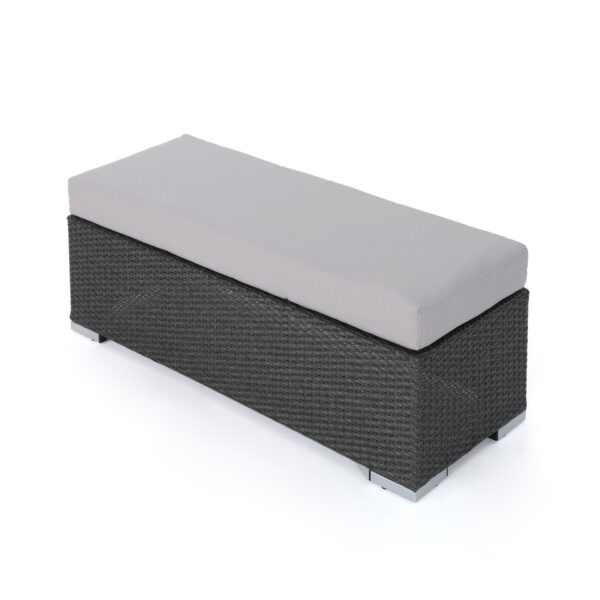 Enthrallia - Outdoor Wicker Bench With Cushion - Gray