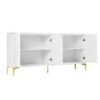 Multi Functional Storage Cabinet, 4 Door Sideboard With Unique Texture, Adjustable Shelves - White - Image 10