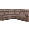 Dollum - Two Tone Nubuck Manual Recliner Sectional Sofa With USB Port Cupholder Console - Chocolate - Image 3