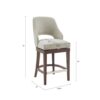 Counter Stool With Swivel Seat, Upholstery And Solid Wood Legs - Cream - Image 3