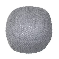 Semi Rounded Pouf Cable Knitted Perfect Seating Light - Gray
