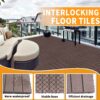 Plastic Interlocking Deck Tiles, (Set of 44), Patio Flooring Outdoor Waterproof All Weather Use For Garden Poolside Front / Back Yard - Light Coffee Color - Image 8
