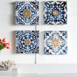 Abstract, And Wall Decor Accents (Set of 4) - White / Blue