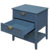 2 Drawer Side Table, American Style, End Table, Suitable For Bedroom - Blue - Image 14