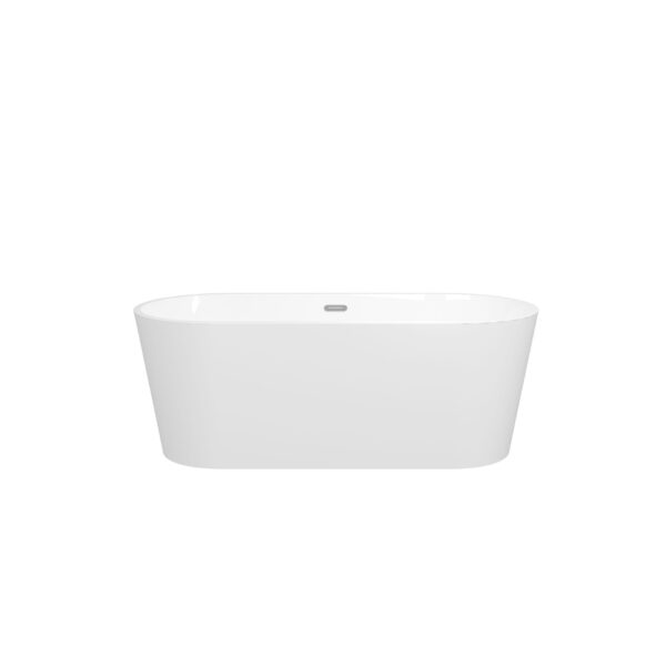 Freestanding Bathtub, Modern & Contemporary Design Soaking Tub With Toe-Tap Drain In Chrome And Classic Slotted Overflow - Glossy White