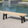Outdoor Bench With Slat Panel Design And Frame - Natural / Gray - Image 2