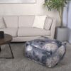 Hazel - Large Square Pouf With Flower Print - Gray - Image 3