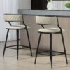 Counter Height Bar Stools Cover Kitchen Island Counter Bar Stool With Black Powder Coating Base And Footrest (Set of 2) - Beige - Image 7