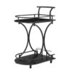 2 Tier Bar Cart, Slide Bar Serving Cart, Retro Style Wine Cart For Kitchen, Beverage Cart With Wine Rack And Glass Holder, Rolling Drink Trolley For Living Room, Dining Room - Black - Image 5