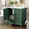 Bathroom Vanity, Modern Bathroom Cabinet With Sink Combo Set, Bathroom Storage Cabinet With A Soft Closing Door And 3 Drawers, Solid Wood Frame - Green - Image 3