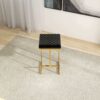 Joel - Mid-Century Modern Luxury Upholstered Stool - Black / Gold - Image 3