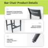 Modern Outdoor Bar Stools, Patio Chairs With Backrest And Footrest, Weather Resistant, Sunbrella Cushions (Set of 2) - Ember Black - Image 8