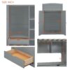 Twin Size Loft Bed With Desk, Wardrobes, 4 Drawers And 4 Shelves Construction - Gray - Image 19