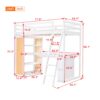 Twin Size Loft Bed With Ladder, Shelves, And Desk - White - Image 11