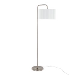 Puck - Contemporary Floor Lamp - Nickel / White