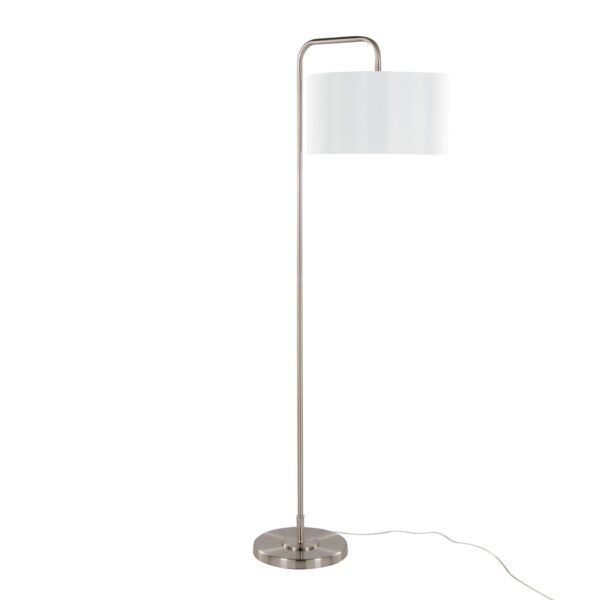 Puck - Contemporary Floor Lamp - Nickel / White